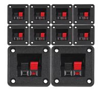 TOGEVAL 12pcs Square Speaker Terminal Posts for Desktop Audio Spring Loaded Binding Post Clips for Subwoofer Cable Management Compact Design for Tidy Installation and Neat Wire