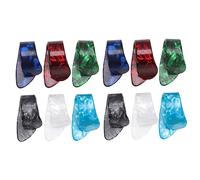 TOGEVAL 12pcs Thumb Guitar Picks for Bass and Acoustic Guitars Ultra Thin Finger Plectrums in Colors Red White Black Light Blue Dark Blue Green Standard for Finger Protection and Enhanced
