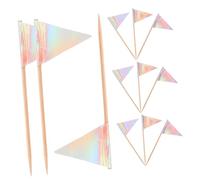 TOGEVAL 12pcs Triangle Cake Flags Food Picks Colorful Silver Dessert Fruit Picks for Party Decorations Lightweight Portable Cupcake Topper Sticks for Cheese Platters and Celebration