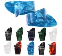 TOGEVAL 12pcs Xylonite Guitar Finger Picks with Grip Thumb and Finger Picks for Acoustic Electric Bass and Ukulele Guitars Smooth Surface for Bright Sound and Improved Playing Control
