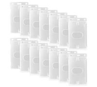 TOGEVAL 15pcs Clear Plastic Vertical Id Badge Holders with Side Insert Transparent Card Sleeves for Employee School Business Use Hard Protector Cases Compatible with Lanyards and Badge
