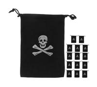 TOGEVAL 15pcs Pirate Theme Drawstring Bags Skull Design Polyester Coin Storage Pouches for Halloween Party Favors Medieval Goodie Loot
