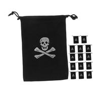TOGEVAL 15pcs Polyester Pirate Drawstring Bag with Skull Sign Halloween Party Favor Pouches for Birthday Shower Medieval Theme Loot Storage