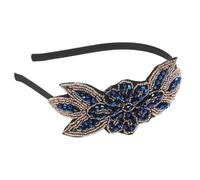 TOGEVAL 1920s Blue Beads Party Hair Hoop Vintage Headband for Wedding Bride Hair Accessories Handmade Headdress for Women Girls