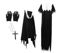 TOGEVAL 1PC Adult Scary Nun Costume for Halloween Party Zombie Outfit with Fine Workmanship for Festivals and Photo Shoots Women's Costume Uniform