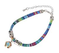 TOGEVAL 1Pc Bohemian Cat Collar with Bell Ethnic Style Breakaway Fashion Collar for Cats Kittens Elasticized Safety Buckle for Daily Wear Parties Blue Color