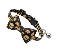 TOGEVAL 1pc Dog Collar Bow Tie and Bell Spooky Halloween Pet Accessory for Dogs and Cats for Outdoor Events Weddings and Parties Soft Material Comfortable Fit