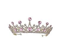 TOGEVAL 1pc Elegant Bridal Crown Rhinestone Headdress Luxurious Pink Hair Accessory for Weddings Birthdays and Banquets Lightweight and Comfortable Bridal Headwear