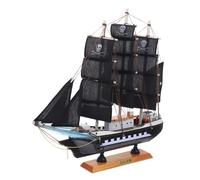 TOGEVAL 1Pc Wooden Pirate Ship Model Decorative Sailboat Mediterranean Style for Home Office Nautical Theme Wooden Vessel for Nautical Enthusiasts