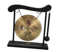 TOGEVAL 1set Brass Gong Ornament for Feng Shui Decor Elegant Chinese Desk Decor with Stand Promotes Positive for Home Office Decoration Brass Construction