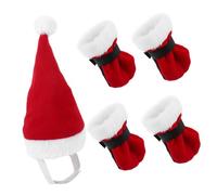 TOGEVAL 1set Christmas Pet Hat Socks Red Pointed Holiday Costume for Animals Cozy Comfortable Xmas Outfit for Pets Photo Prop for Chinchillas and
