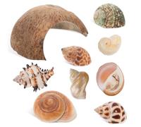 TOGEVAL 1set Coconut Shell Hideout for Crabs and Reptiles Turtle Rest Hut Conch Shells for Aquariums and Terrariums Safe and Sturdy Habitat Decor