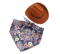 TOGEVAL 1set Comfortable Pet Cat Hat and Dog Bandana Vintage Style Costume for Pets for Birthday Parties Weddings and Festivals