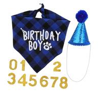 TOGEVAL 1set Dog Birthday Costume Bandana Party Hat and Birthday Scarf Comfortable and Festive Dog Party Decorations for Breeds and Ages