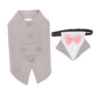 TOGEVAL 1set Dog Tuxedo Outfit Bow Tie and Bandana Formal Pet Suit for Weddings Parties and Special Occasions Grey for Dogs Random Style