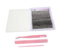 TOGEVAL 1Sets Cluster Eyelash Extensions Kit with Adhesive Tweezers Portable Tool DIY Eyelash Cluster Lashes for Natural Look Travel Friendly