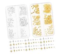 TOGEVAL 2 Boxes Metallic Star Nail Charms Mini Gold and Silver Studs for DIY Manicure Unique Tiny Nail Jewelry Decorations Shine Accessories for Women and Salon Use