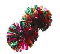 TOGEVAL 2 Pack Medium Size Metallic Cheer Poms with Handle for Dance Performances and Sports Events Shiny Pink Gold and Green for Adult Cheerleading and Team Spirit