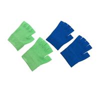 TOGEVAL 2 Pairs Fingerless Moisturizing Therapy Hand Gloves Gel Moisturizing Gloves for Hand Spa Absorption Comfort for Overnight Use Washable Reusable Green Blue