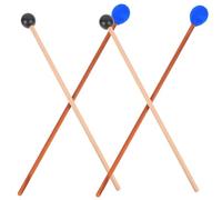 TOGEVAL 2 Pairs Marimba Mallets with Handles Percussion Instrument Accessories for Tongue Drum and Marimba Maple Sticks Crisp Bright Sound