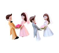 TOGEVAL 2 Pairs Romantic Bride Groom Figurines of Wedding Statues for Cake Decor Valentine Day Compact Wedding Crafts Table Adornment