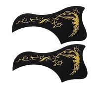 TOGEVAL 2 Pcs 40-41 Inch Wooden Guitar Pickguard Sticker, Self-adhesive Anti-scratch Guard for Folk Acoustic Guitars, Gold Bird Pattern Protective Plate