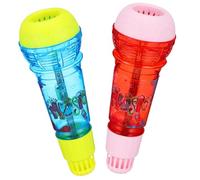 TOGEVAL 2 Pcs Echo Microphones Prop Mic Lightweight Voice Amplifying Mics with Built in Echo Effect for Party Favors Red and Blue