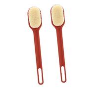 TOGEVAL 2 Pcs Long Handled Ductile Nylon Bathing Brushes for Gentle Skin Cleaning Back Rubbing Comfortable Durable Shower Brushes for Deep Pore Cleaning Red Color