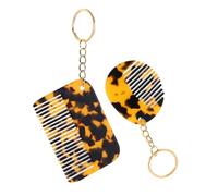 TOGEVAL 2 Pcs Mini Leopard Print Portable Wide Tooth Comb Keychains Travel Hair Detangler for Women and Men for Hair Care and Styling
