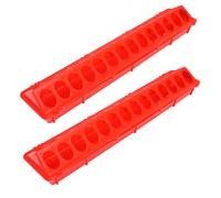 TOGEVAL 2 Pcs Poultry Feeding Troughs with Anti-splash Design Easy to Clean Chicken Food Containers for Hens Ducks and Geese Red Feeders for Efficient Feeding