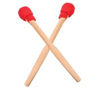 TOGEVAL 2 Pcs Wooden Mallets for Gong Drumsticks Beginner Drum Sticks with Red Silk Handle Percussion Accessories for Adult Players and Traditional Music Performance