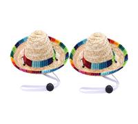 TOGEVAL 2 Pcs Woven Dog Hats Lightweight Photo Prop Supplies for Dogs Comfortable Soft Sombrero Birthday Party Accessory