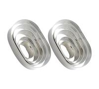 TOGEVAL 2 Sets Oval Cookie Mould Holiday Baking Tools Biscuit Pastry Cutter Handmade Cookie Cutter Oval Mold Silver