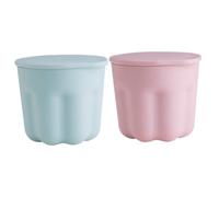 TOGEVAL 2 Sets PP Makeup Brush Cleaning Bowl with Silicone Rinsing Mat and Drying Rack Compact Cosmetic Brush Cleaner for Eyeshadow Kit in Pink and Green