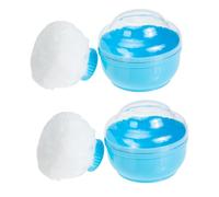 TOGEVAL 2 Sets Puff with Storage Box Gentle Talcum Puff for Soft Application Portable Blue Case for After and Summer Use to Keep Skin Dry and Fresh