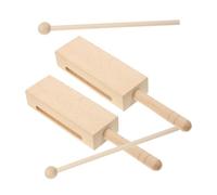 TOGEVAL 2 Sets Wood Percussion Instrument with Handle Wooden with Mallets Comfortable Grip Musical Instruments for Beginners and Professionals Natural Wood Music