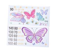 TOGEVAL 2 Sheets Removable Butterfly Growth Chart Sticker for Height Measurement and Non-Fading Wall Decal for Bedroom Nursery Playroom Home Decor