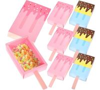 TOGEVAL 20 Pcs Ice Cream Popsicle Candy Boxes for Party, Plastic Treat Boxes in Pink and Blue, Party Favor Supplies for Birthday and Picnic Use