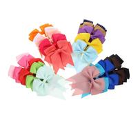 TOGEVAL 20Pcs Bowknot Hair Bands for Ponytail Holders Ribbon Fishtail Design Elastic Hair Ties for Party Birthday Family Photos Random Color