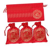 TOGEVAL 20pcs Chinese Style Drawstring Gift Bags Small Silk Pouches for Candy Storage Wedding Party Year Treat Packaging