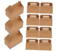 TOGEVAL 24pcs Brown Kraft Party Favor Boxes with Handle for Treats and Presents Medium Paper Gift Boxes for Birthdays Showers and Fun Celebrations Reusable and Sturdy Design