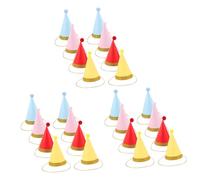 TOGEVAL 24pcs Cone Birthday Party Hats with Gold Edge and Pom Poms Lightweight Paper Party Hats for S Photoshoots Elegant Gold Stamping