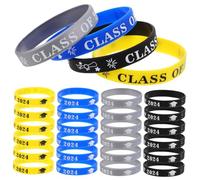 TOGEVAL 24pcs Graduation Silicone Wristbands for Class of Comfortable Wristbands for Students Essential Graduation Party Supplies Unisex for Ages