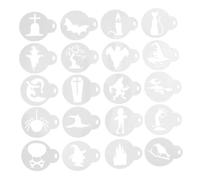 TOGEVAL 24pcs Halloween Stencil Cake Painting Stencils Creative Baking Templates Patterns Easy to Clean for Dessert Chef and Cappuccino