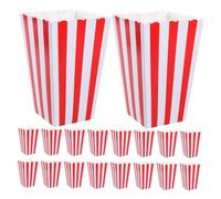 TOGEVAL 25pcs Classic Striped Paper Popcorn Buckets Food Grade Snack Cups Retro Carnival Party Containers for Movie Nights and Birthday Celebrations