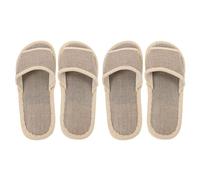 TOGEVAL 29Cm Cotton Linen Open Toe Slippers with EVA Anti-Slip Sole for Home and Guest Service, 2 Pairs Lightweight Breathable Slippers for Men and Ladies