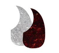 TOGEVAL 2pcs Acoustic Guitar Pickguards Drop Shaped Self-adhesive Protective Plates for Folk Guitars with White and Dark Brown Tortoise Shell Stickers