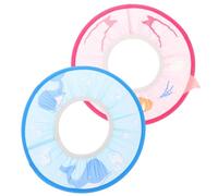 TOGEVAL 2pcs Adjustable Shower Hat Cartoon Bathing Cap with Ear Protection for Soft Elastic Head Protector for Shampoo and Bath Pink and Blue
