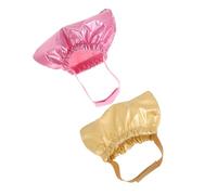 TOGEVAL 2Pcs Adjustable Waterproof Pet Bath Caps for Cats and Dogs with Ear Protection, Reusable Shower Hats for Grooming, Swimming, and Bathing - Medium Size, Gold and Red