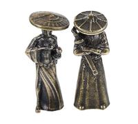 TOGEVAL 2pcs Ancient Chinese Warrior Figurines Mini Zen Garden Statues in Light Gold Resin with Samurai and Female Hero for Car Dashboard Decorations and Micro Landscape Ornaments